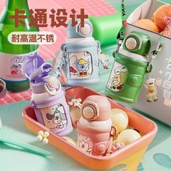 クリエイティブ 316 ステンレス鋼子供用ポットダブルドリンク魔法瓶カップ漫画高価値ポータブルストローカップ学生ウォーターカップ