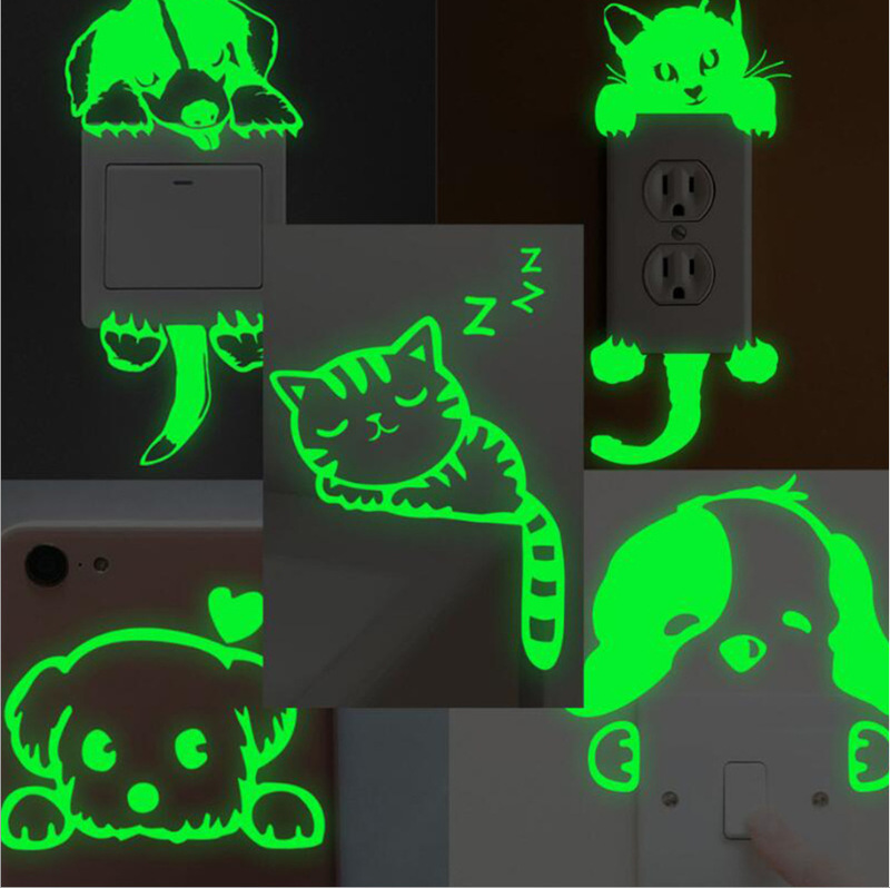 Manufacturer Cross-Border New Creative Luminous Wall Sticker Switch Sticker Bathroom Bedroom Removable Decorative Fluorescent Sticker Painting