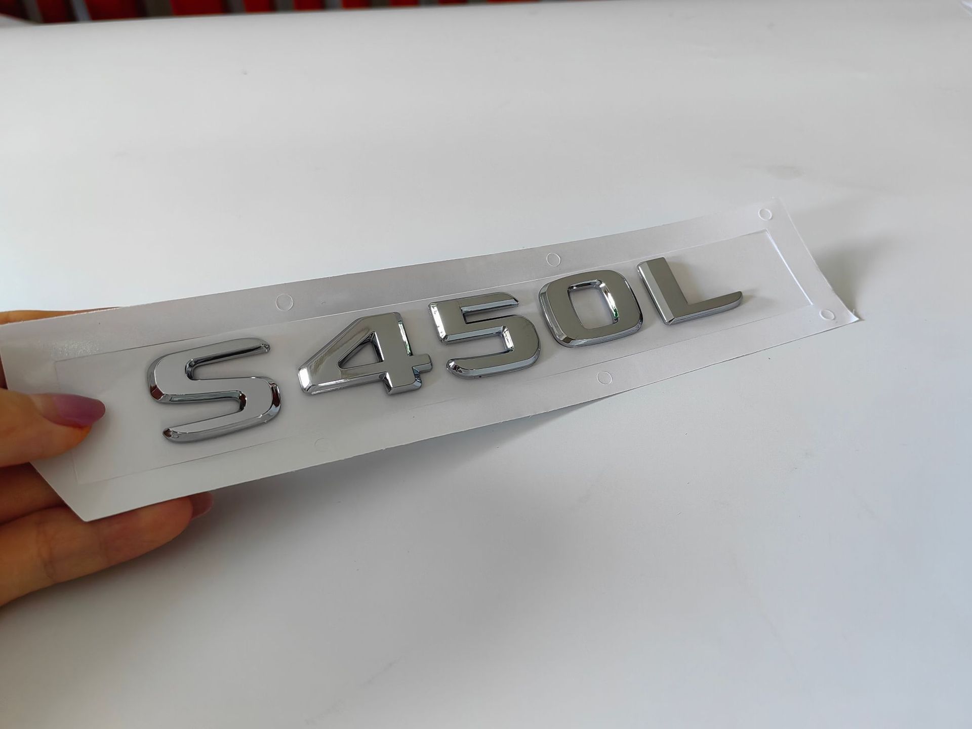 Mercedes-Benz car logo rear emblem sticker E/C-Class E300L/GLC/GLE/AMG/260L number letter emblem in English