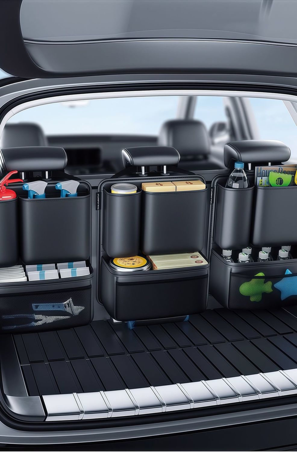 Wholesale car storage bags, cross-border car trunk organizers, seat-back hanging multi-functional storage bags