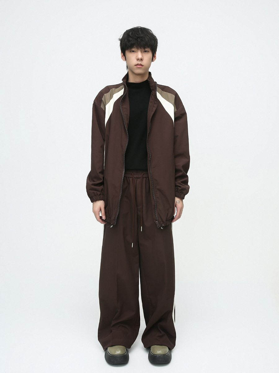 Mtlclothes ropa de los hombres | 2023 otoño nuevo estilo deportivo americano contraste color costura diseño casual traje moda