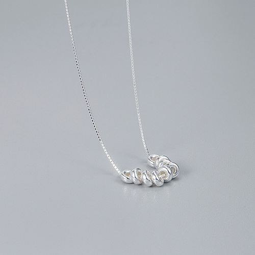 Korean ins light luxury 925 sterling silver multiple small round bead necklace women's niche cold style versatile wheel bead clavicle chain