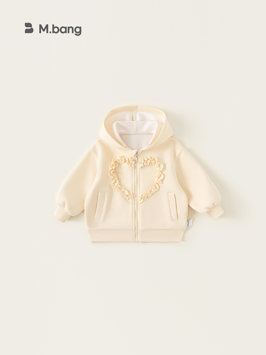 Youbao ropa para niños chaqueta de otoño para niñas 2025 nuevo suéter con cremallera con capucha de amor de encaje para niños QY24056