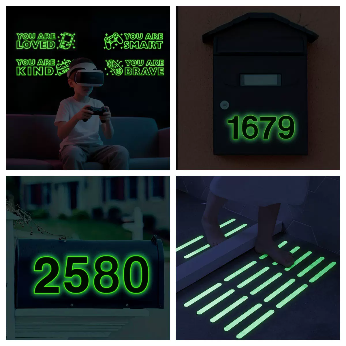 外贸新款个性简约夜光数字贴家用客厅卧室荧光应急灯标贴纸