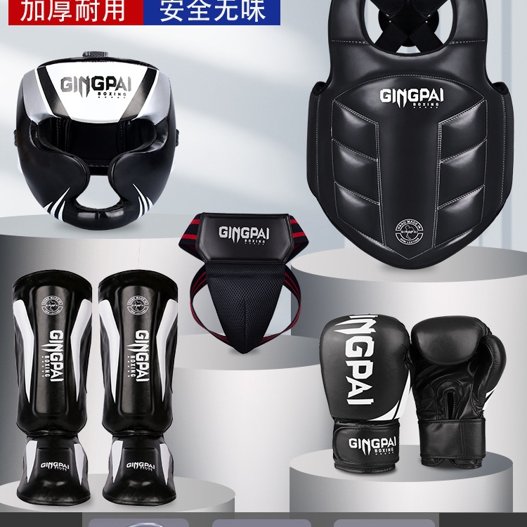 Complete Set of Kidsren's Boxing Protective Gear, Crotch Protection, Leg Head and Chest Fighting, Muay Thai Fighting Training, Sparring Protective Clothing Set
