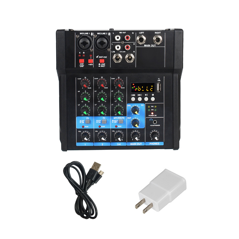 Mezclador amplificador con micrófono inalámbrico, transmisión en vivo de uno a dos, grabación, karaoke para TV, altavoz Bluetooth, micrófono, tarjeta de sonido