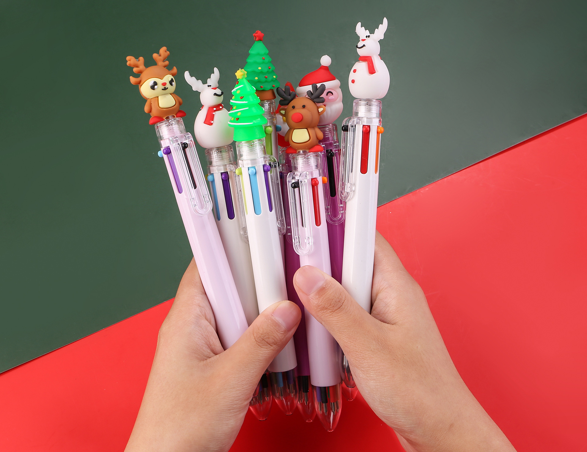 Christmas Festival Christmas Tree, Santa Claus Pattern Cute Style 1 Piece Christmas Tree Santa Claus Learning Christmas Plastic Silica Gel Cute Ballpoint Pen