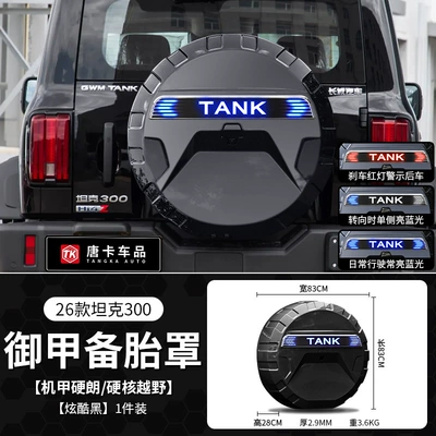 parts, rear spare tire shell exterior | Spare wheel cover - 26-models-of-tank-300royal-armor-spare-tire-cover-long-strip-lightcool-black
