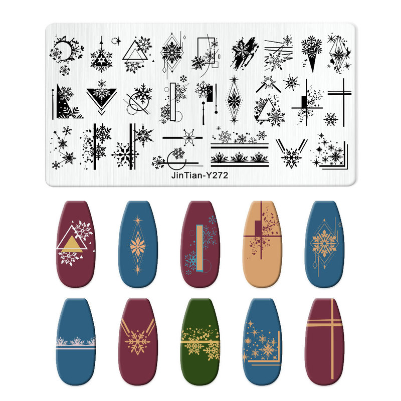 美甲印花钢板爆款雪花圣诞 NailSteelPlate转印指甲模板工具批发|undefined