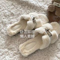 优雅！气质！温柔老钱风~INS露思毛毛拖鞋女2025秋冬季慵懒高级感