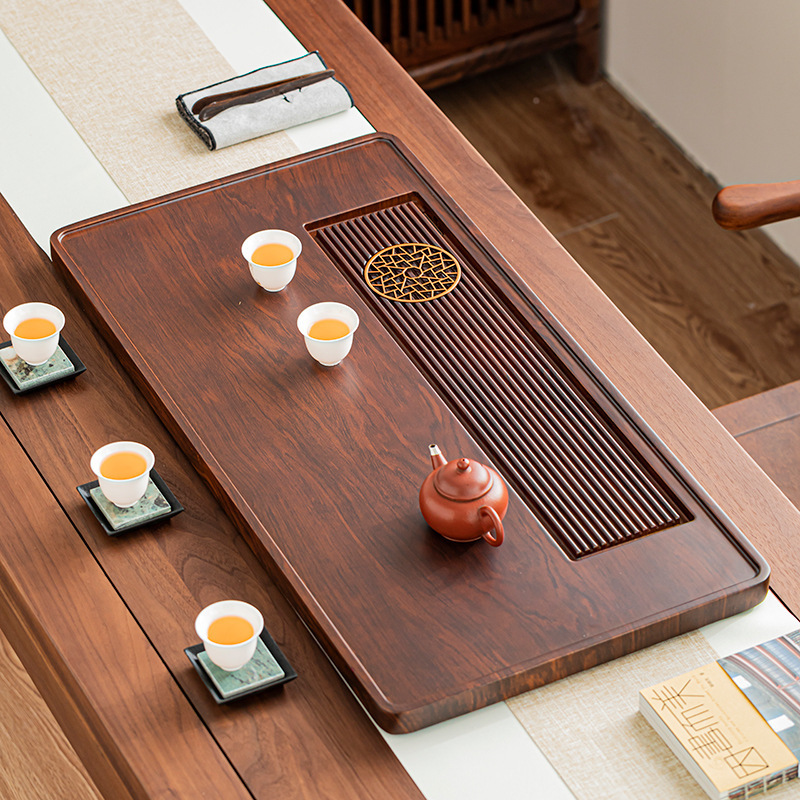 New Chinese Style Bamboo Tea Tray Household Tea Set Set Whole Tea Sea Drainage Water Storage Small Tea Table Bamboo Tray