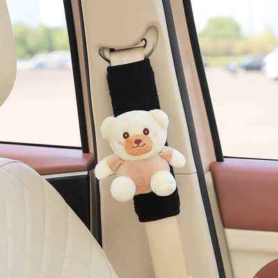 Seat belt shoulder pad pad cute car Children's anti-strainer - cute-bear-three-dimensional-black-shoulder-pads