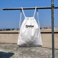 帆布束口袋空白棉布拉绳收纳袋抽绳双肩背包袋加印logo环保便携