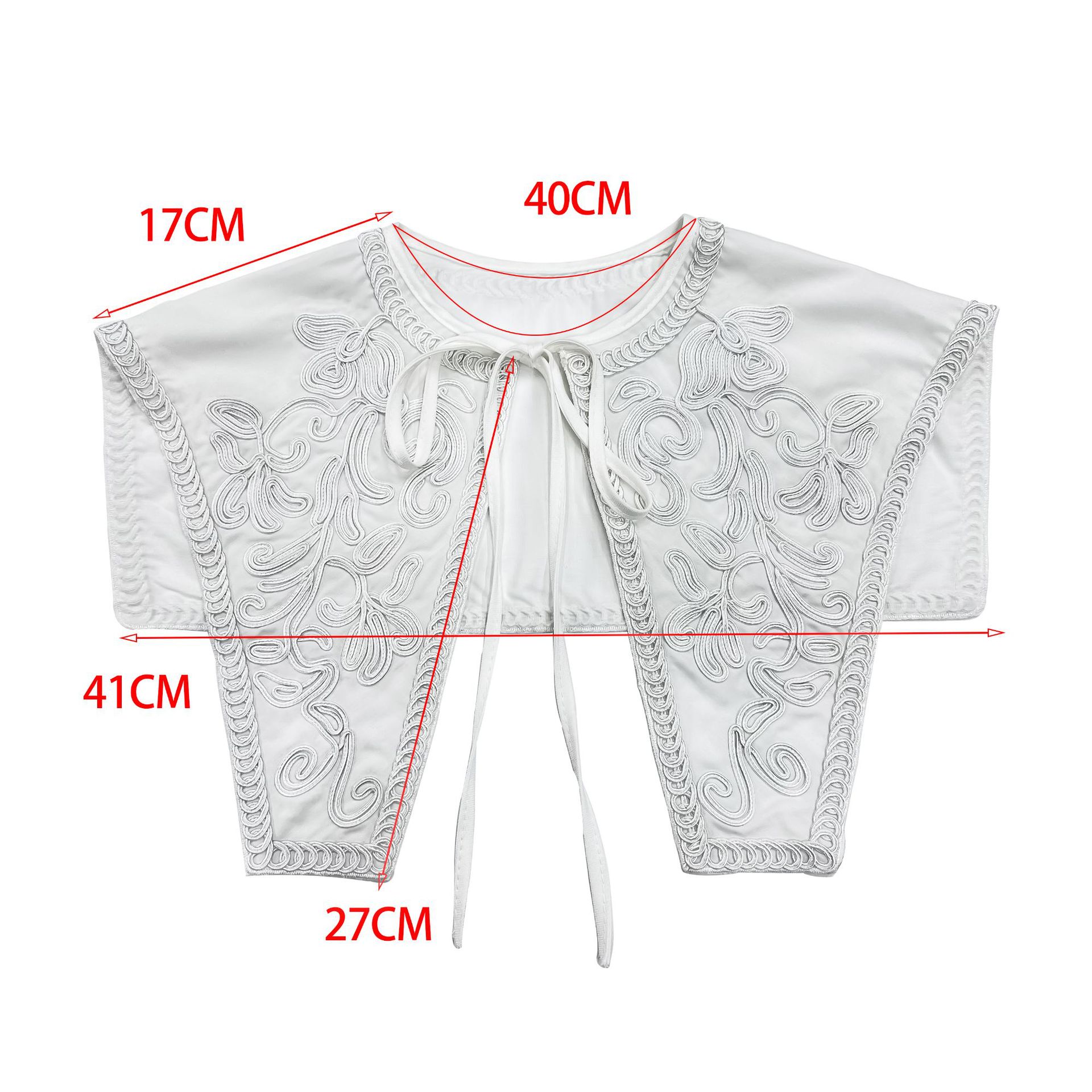 Chal grande bordado con cuello falso blanco, camisa de manga corta de verano, accesorios de bricolaje de todo fósforo