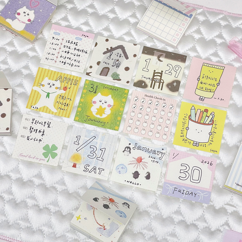 Wowka Wowka 60 Daily Note Cards Mini Paper Brick Notes Hand-Drawn 60-Day Daily Note Calendar Original for One Year Wowka Wowka 60 Daily Note Cards Mini Paper Brick Notes Hand-Drawn 60-Day Daily Note Calendar Original for One Year