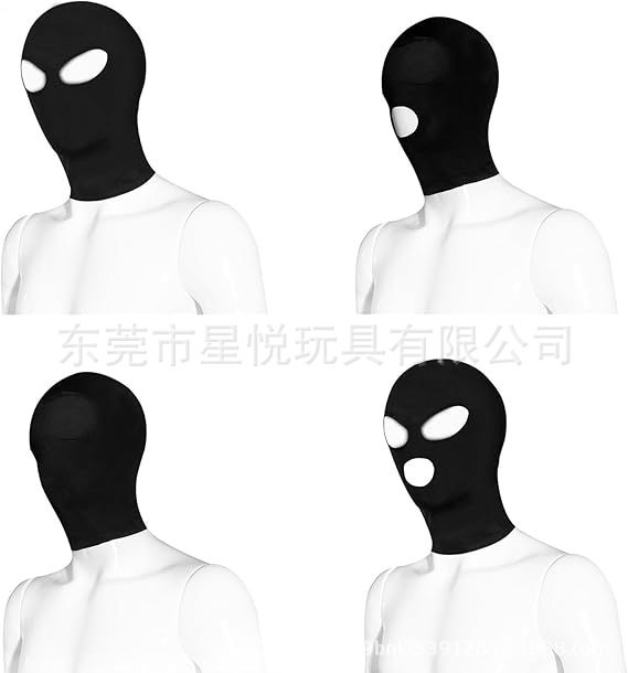 SM Erotic Hood Mask, Breathable Nylon Eye-Opening Design, Elastic Slip-On Adult Headgear — detail image 4