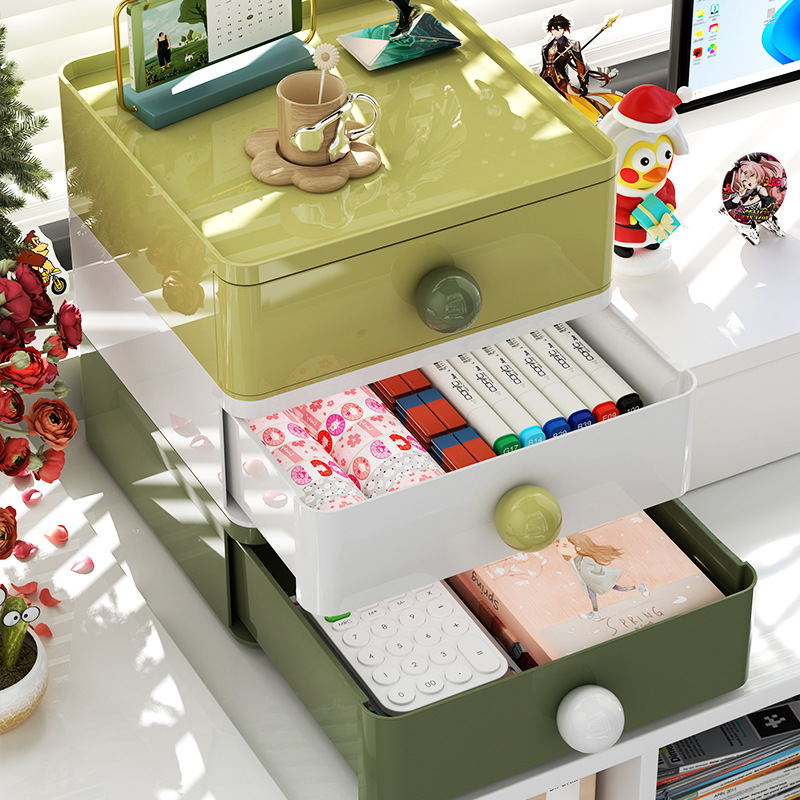 마카롱 데스크탑 저장 상자 서랍 유형 화장품 마감 플라스틱 저장 상자 학생 기숙사 책상 문구
