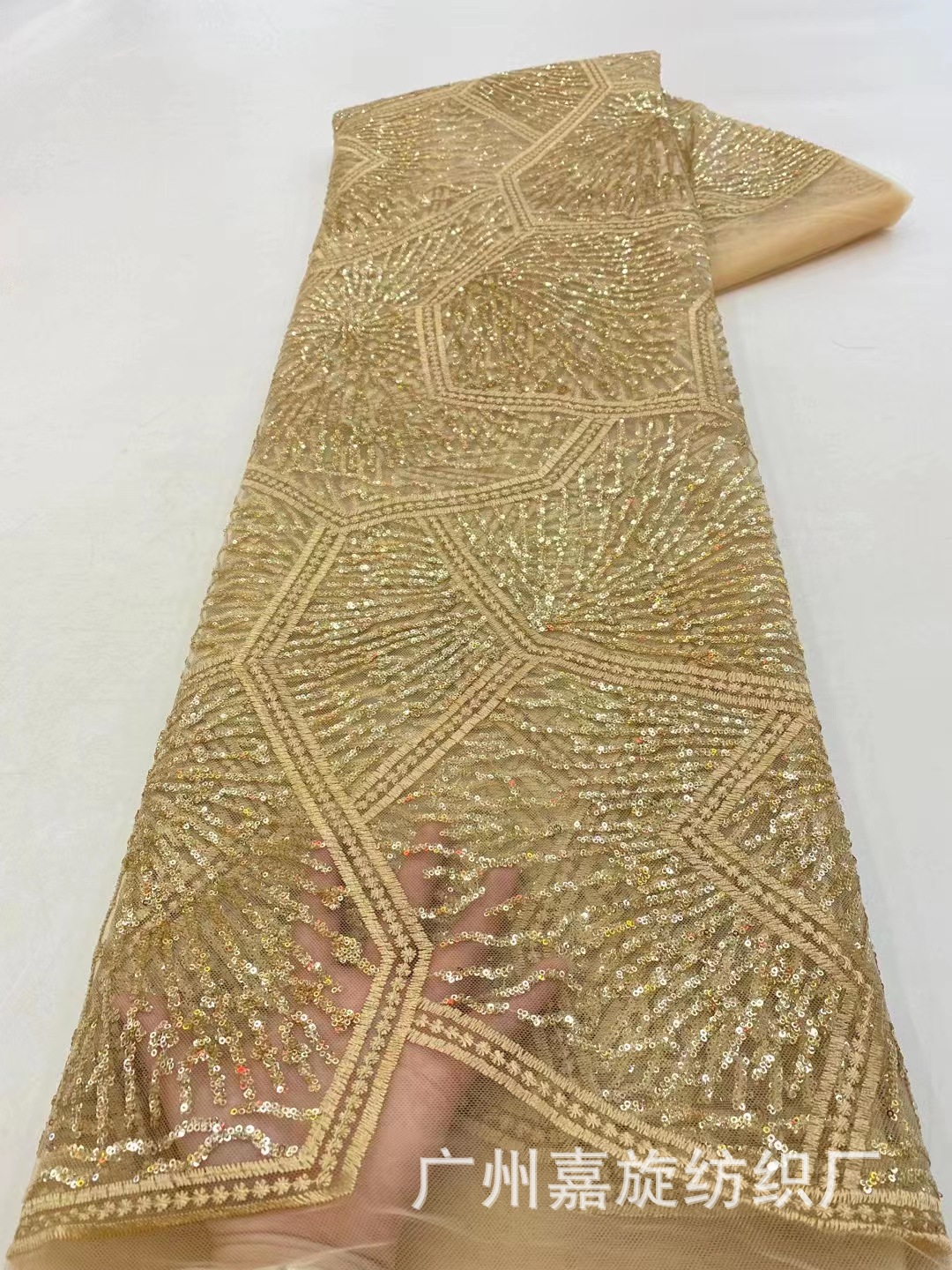Encaje bordado malla lentejuelas tela hecha a mano perlas vestido de novia moda Africana laceJX2956