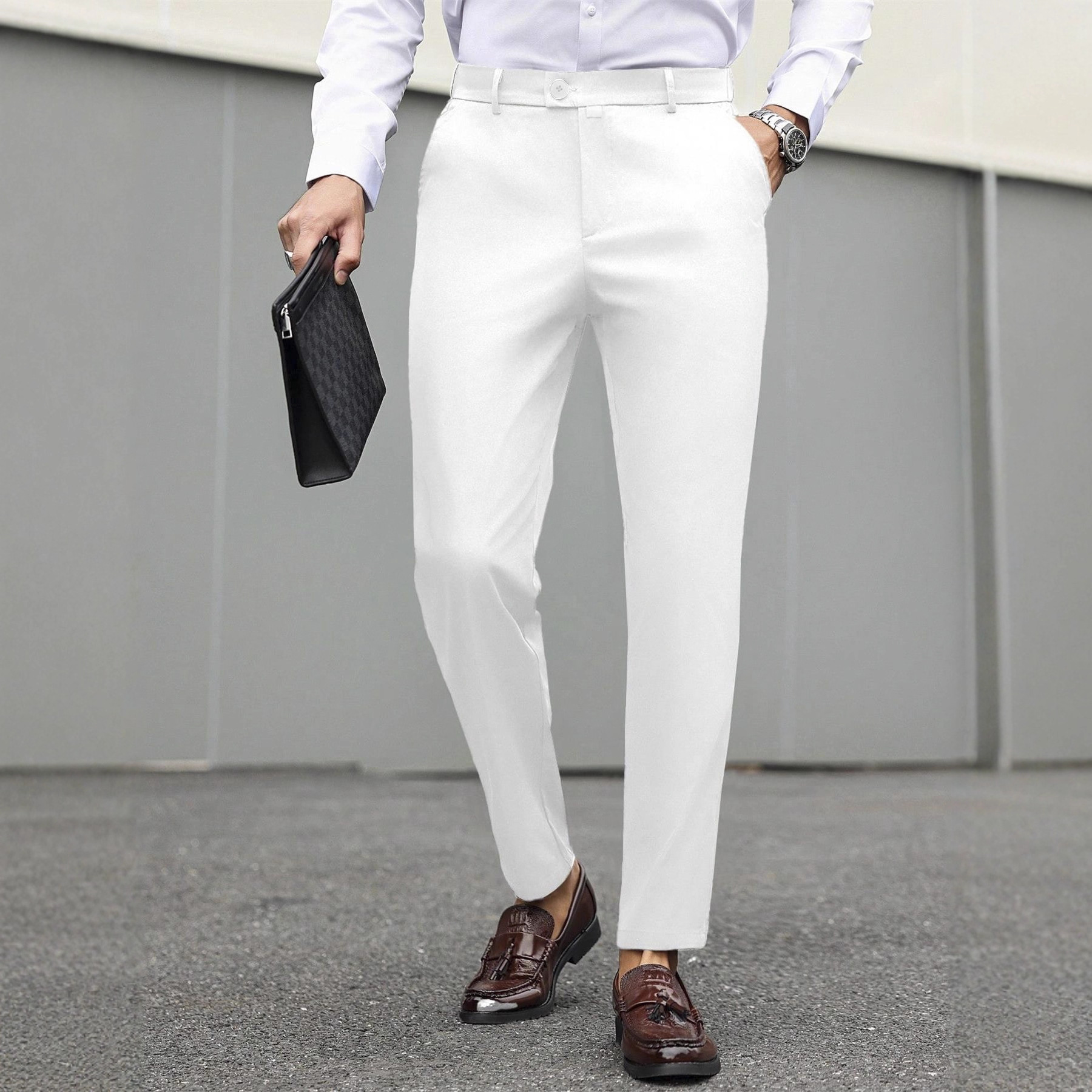 Cross-Border European and American Amazon British Men's Dress Pants Business Casual Versatile American Stylish Slim Long Pants 8774