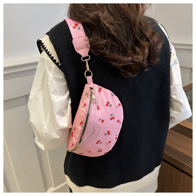 97g Weight Polyester Lining Material Zipper Closure Type Single Shoulder Strap Strap Type Fanny Pack Bags Type Holiday, Daily Occasion PU Material Cherry Pattern All Seasons Season Women's Gender Cute, Streetwear Style Dumpling Shape Shape Women's Cute Streetwear Cherry PU Waist Bags 7