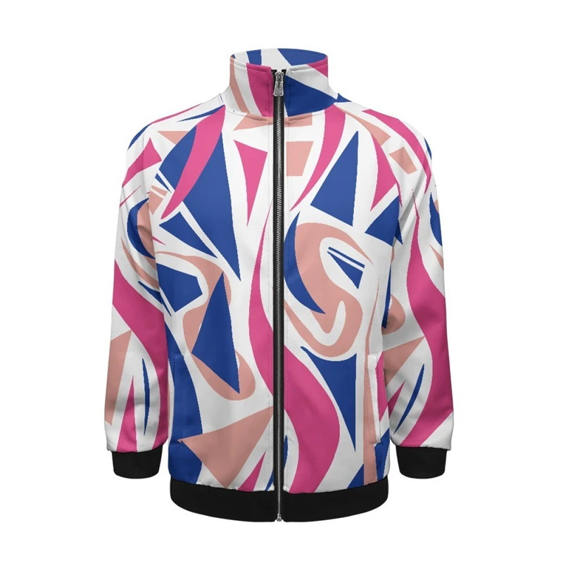Temperamento colorido impresión digital 3d ventas directas de fábrica comercio exterior versión coreana de la chaqueta de cuello alto con cremallera delgada MF10