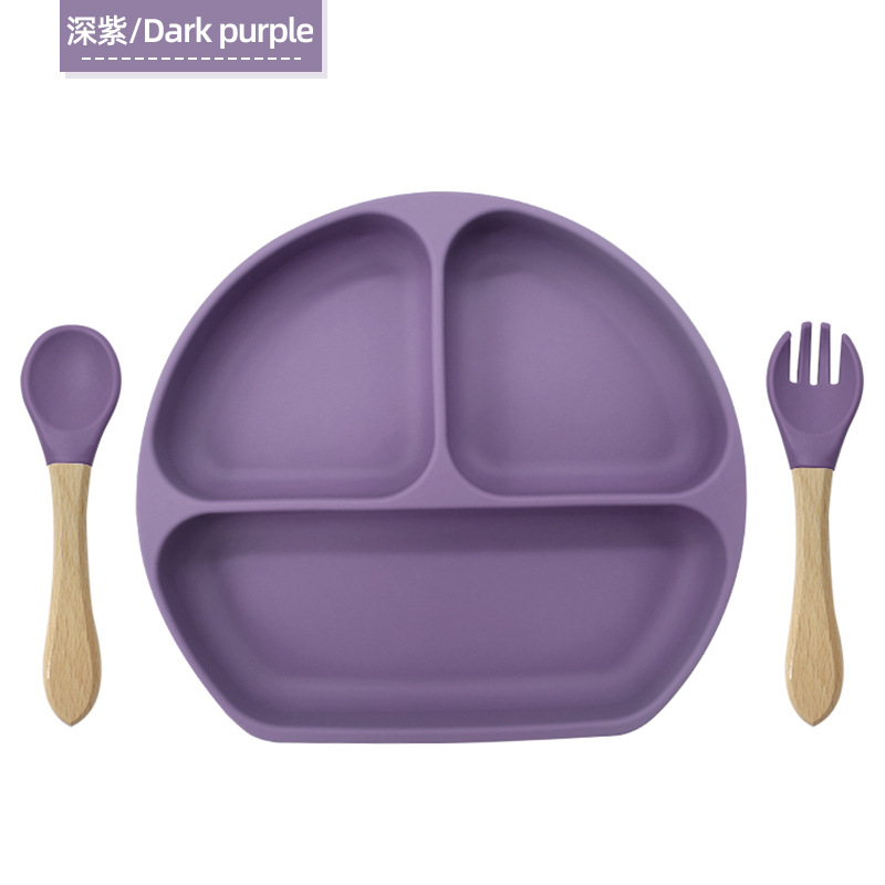 Plato de alimentación infantil tipo succión Plato de alimentación infantil Plato de cubierta de tres partes Amazon Plato de silicona de grado alimenticio