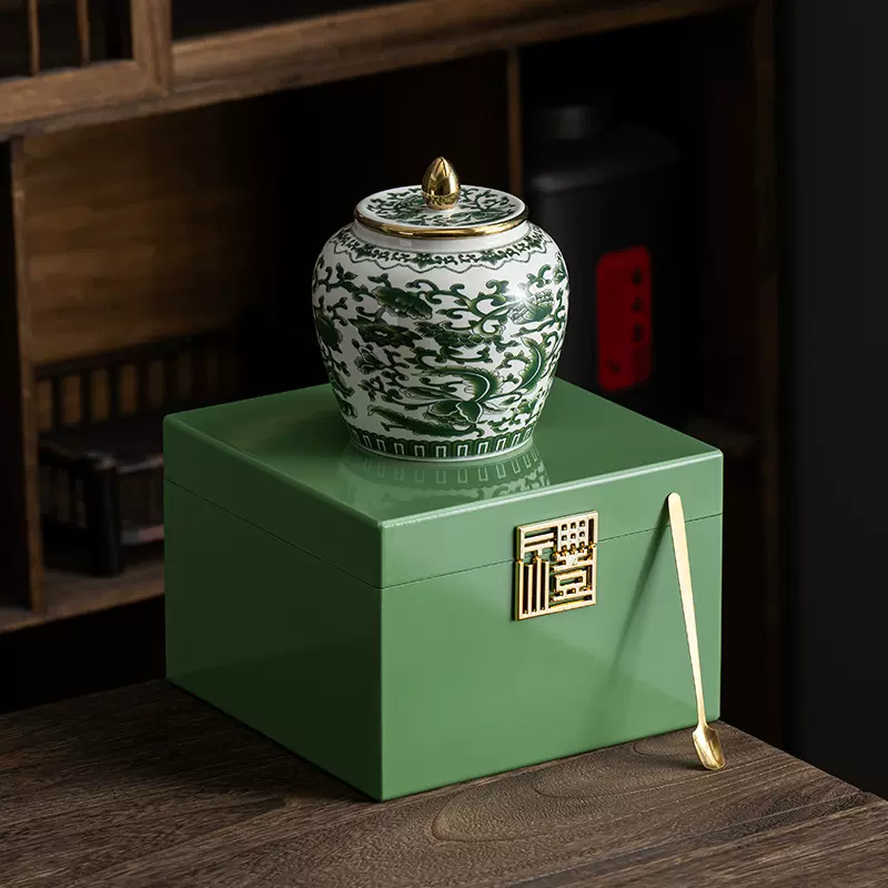 恩施玉露茶叶罐礼盒装利川红密封罐高档木质礼盒明前龙井陶瓷茶罐