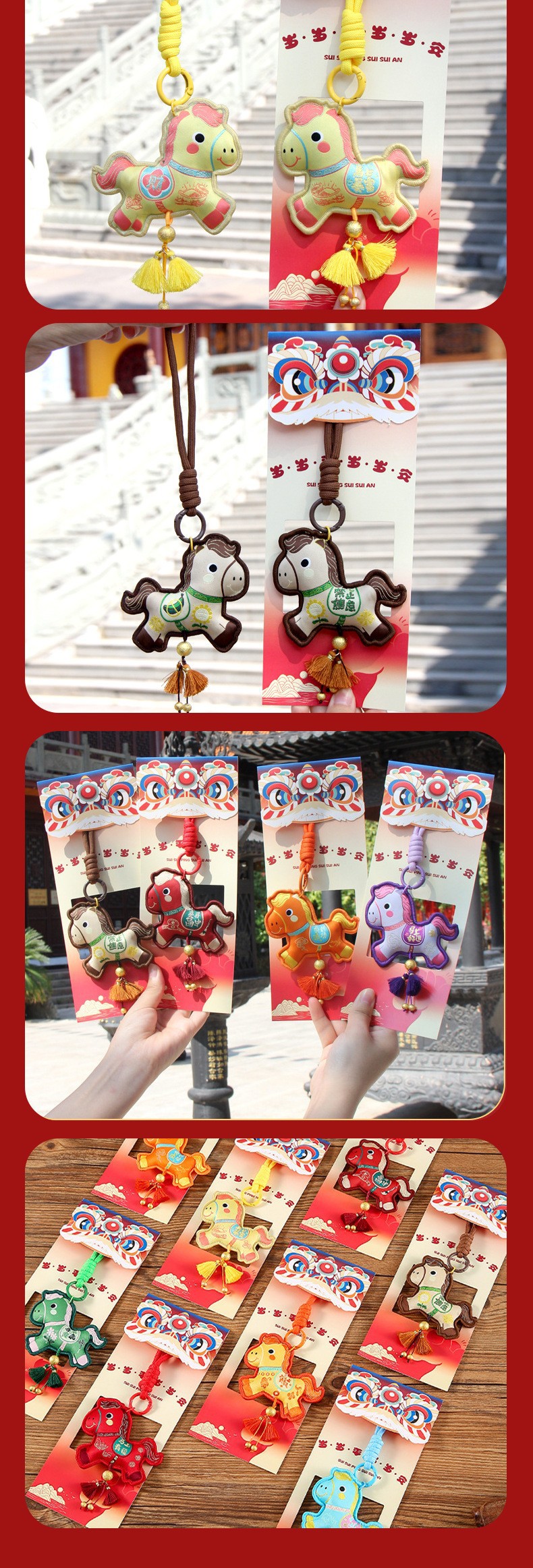 Year of the Horse Sachet Cute Pony Pendant Necklace Bag Handmade Beaded Charm Car Ornament specifications