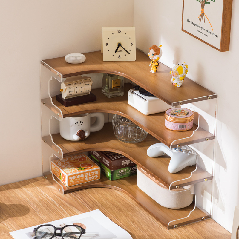 Simple Solid Wood Table Small Bookshelf Storage Rack for Students and Children Pine Multi-Layer Bay Window Storage Cabinet Desktop Storage Rack