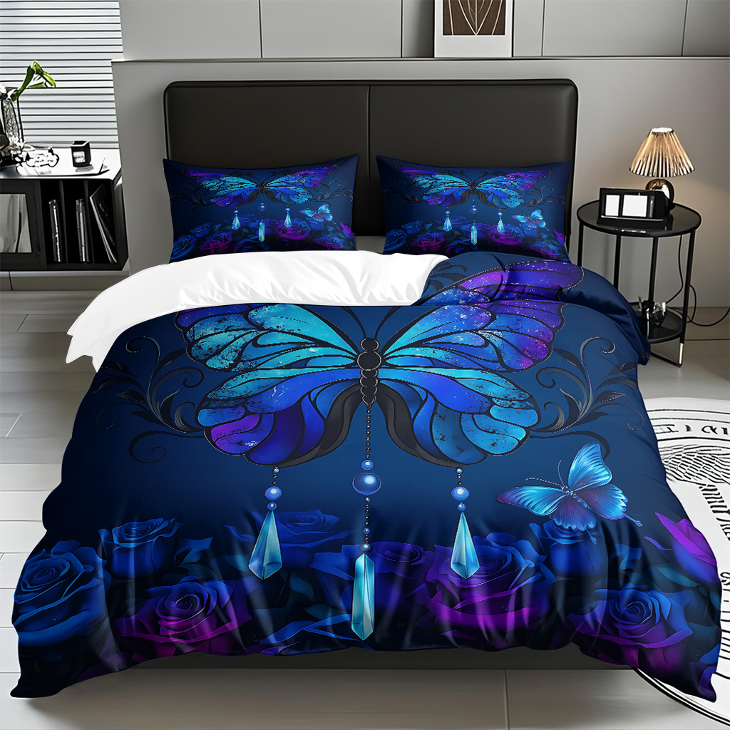 Su propia fábrica suministra directamente una variedad de colchas de impresión digital de mariposa. Comercio electrónico transfronterizo preferido para soportar el modo TEMU JIT.