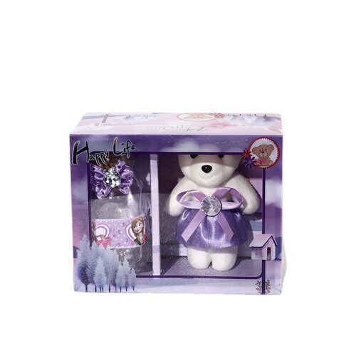 Bear wishing bottle set gift box glitter with note bow couple birthday gift glass star bottle