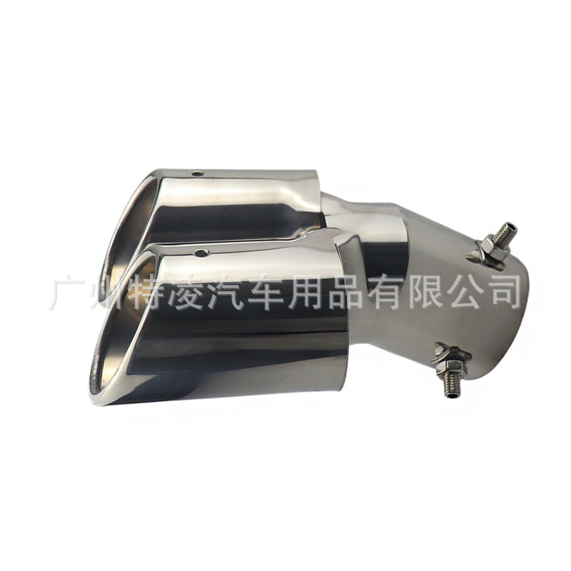 63mm Universal Automotive Dual Outlet Angled Exhaust Pipe Stainless Steel Exhaust Pipe Car Exterior Dual Outlet Decorative Exhaust Pipe