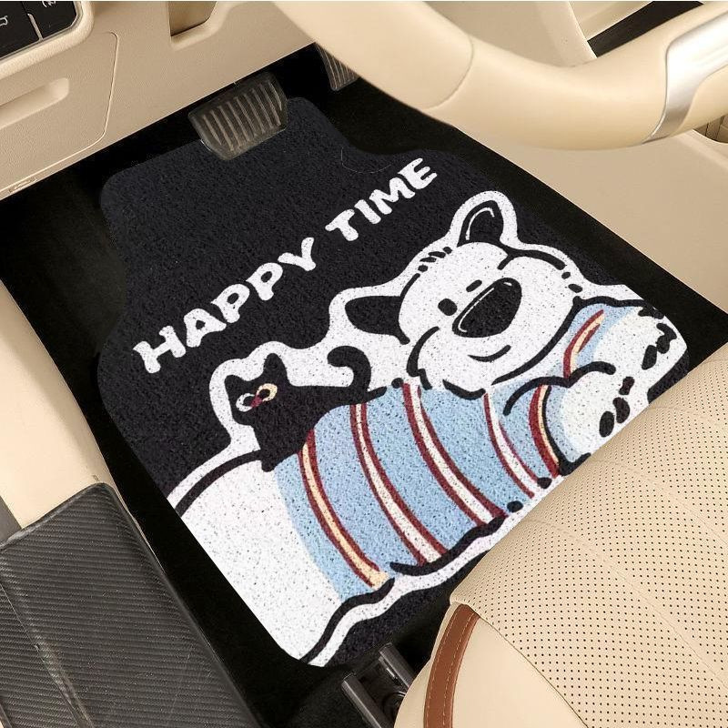 Hi puppy cartoon silk loop car mat, cute printed car floor mat, front and rear seat anti-slip and dirt-resistant car floor mat