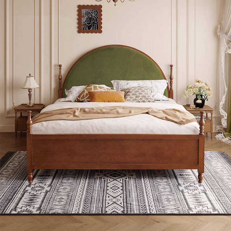 Danfansi estilo chino medio estilo francés 1 metro 8 fresno pequeño apartamento ahorra espacio todo el dormitorio principal de madera maciza cama de matrimonio doble