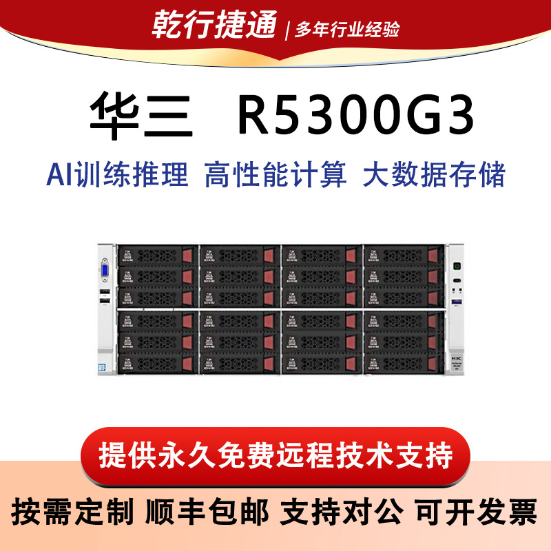 华三h3服务器R5300G3 4U2路服务器AI计算深度学习数据存储服务器