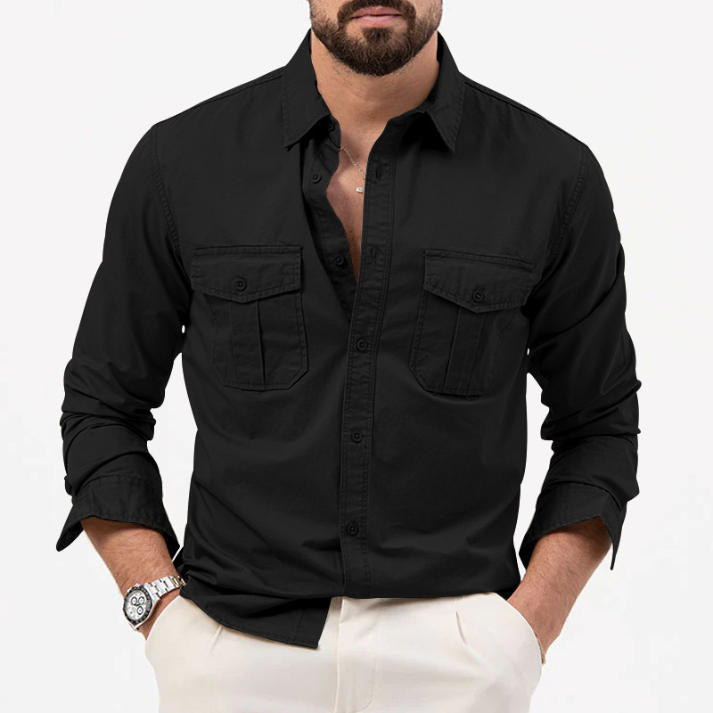 2025 Autumn Loose Casual Shirt for Men New Style Jacket Men's Workwear Turn-Down Collar Long Sleeve Cross-Border Trade 2025 Autumn Loose Casual Shirt for Men New Style Jacket Men's Workwear Turn-Down Collar Long Sleeve Cross-Border Trade