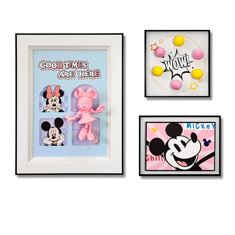 Pintura física tridimensional niño niña habitación pintura colgante dibujos animados Mickey Minnie pintura decorativa habitación infantil pintura creativa