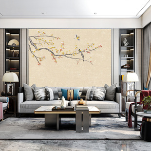 Unique Embroidered Ginkgo Leaf Seamless Wall Covering, Ginkgo Blossom Living Room Tv Sofa Background Wall Covering, New Chinese Style Unique Embroidery