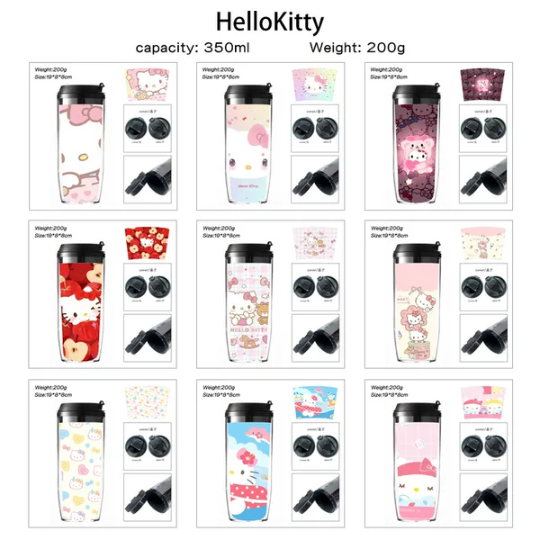 Hellokitty Cup, Hello Kitty Anime Peripheral, Double-Layer Insulated Sports Water Bottle, Cold Water Cup, Creative Water Cup