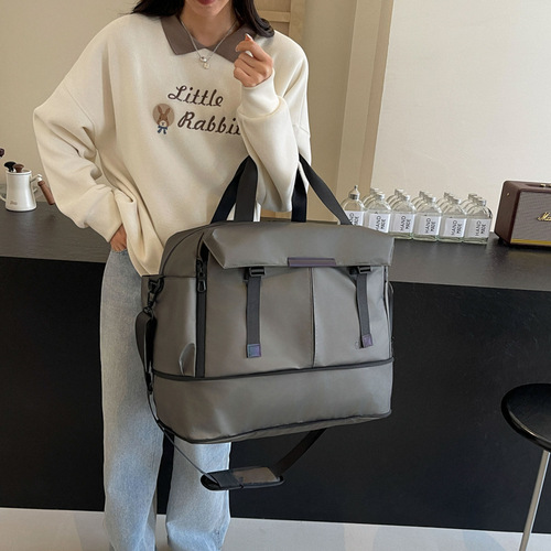 Sports Leisure Fitness Bag for Women, Dry Wet Separation Swimming Training Bag, Large Capacity Simple Oxford Cloth Short Trip Travel Bag