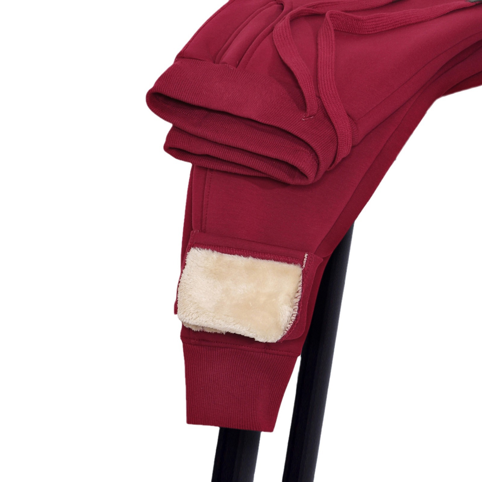 thumbnail image 2 of Pantalones deportivos gruesos con forro de lana para mujer, cintura alta, correa de tobillo suelta, lana de cordero cálida para otoño e invierno, 2 of 5