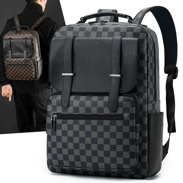 New Backpack Men's Leather Commuter Men's Advanced Sense 15.6 Inch Computer Backpack Business Large Capacity Schoolbag Batch