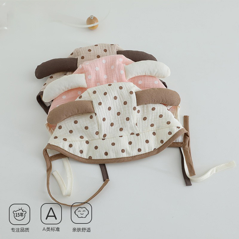 Sombrero de bebé super lindo punto de onda de dibujos animados para bebés femeninos gorra de sombrero de aire exterior de doble capa caliente primavera y otoño lindos gorros para las orejas