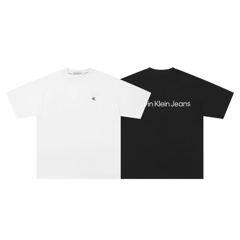 Cross-border in-stock high-quality C-brand K logo printed heavy cotton short-sleeve T-shirt for men and women, simple and versatile