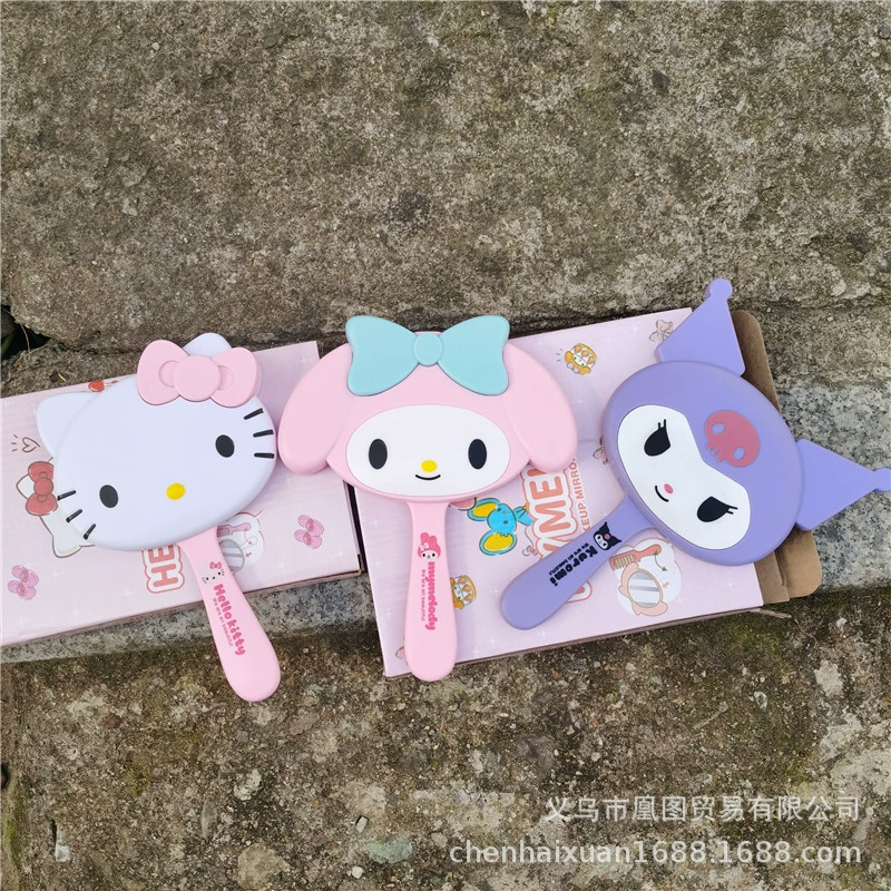 Sanrio, cartoon cute handheld brush for students, mirror