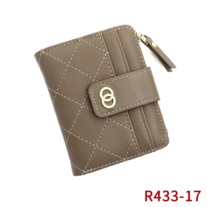 Versión coreana de la hebilla de la billetera de las señoras del rombo de la moda corta, el monedero delgado de varias tarjetas, el bolso de identificación, la billetera al por mayor