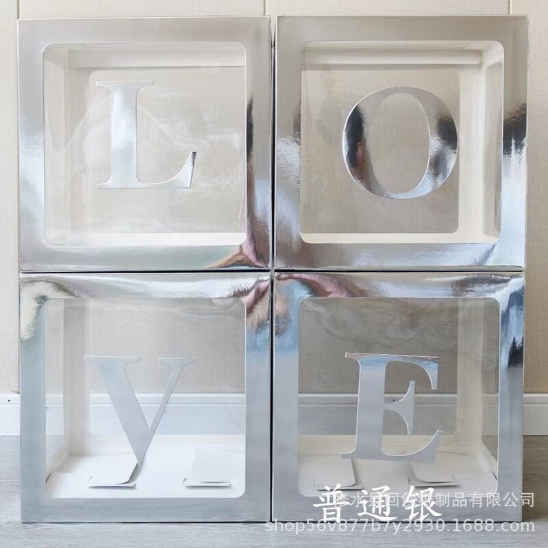 25cmネット赤透明箱赤ちゃん誕生日26文字LOVE卒業結婚式装飾BABY風船箱|undefined