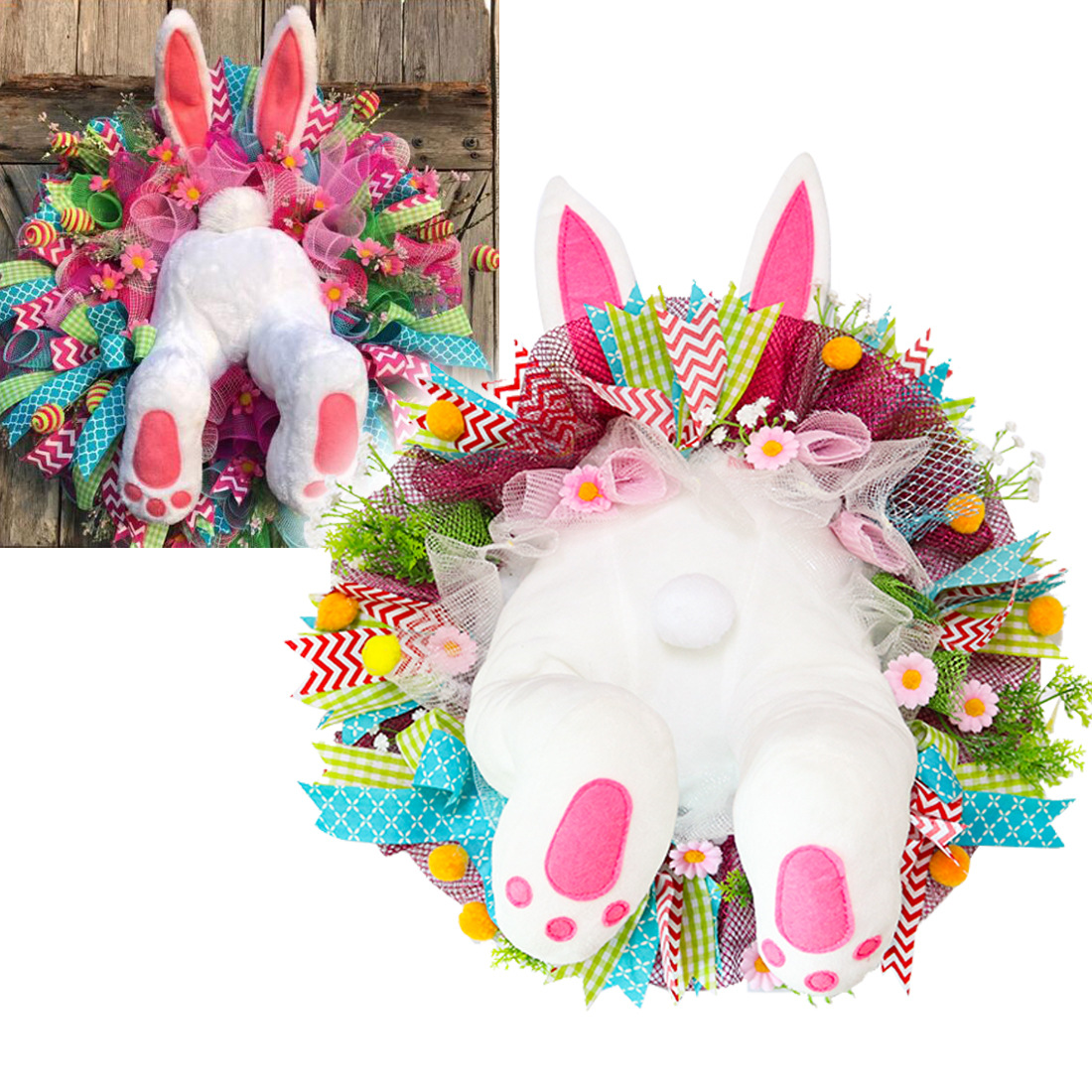 2022复活节兔子挂件圣诞节跨境亚马逊花环装饰花环家庭装饰道具