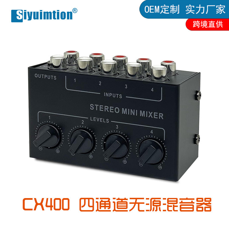 CX400 4 Channel Audio Signal Mixer Stereo Mixer Hub Passive Mixer Controller