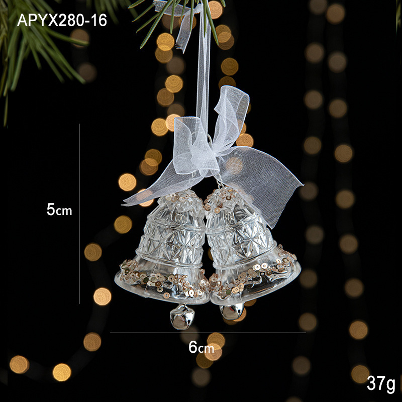 クリスタル質感Swanlaceアクリルキラキラ透明雪クリスマスツリーペンダント鈴装飾品|undefined